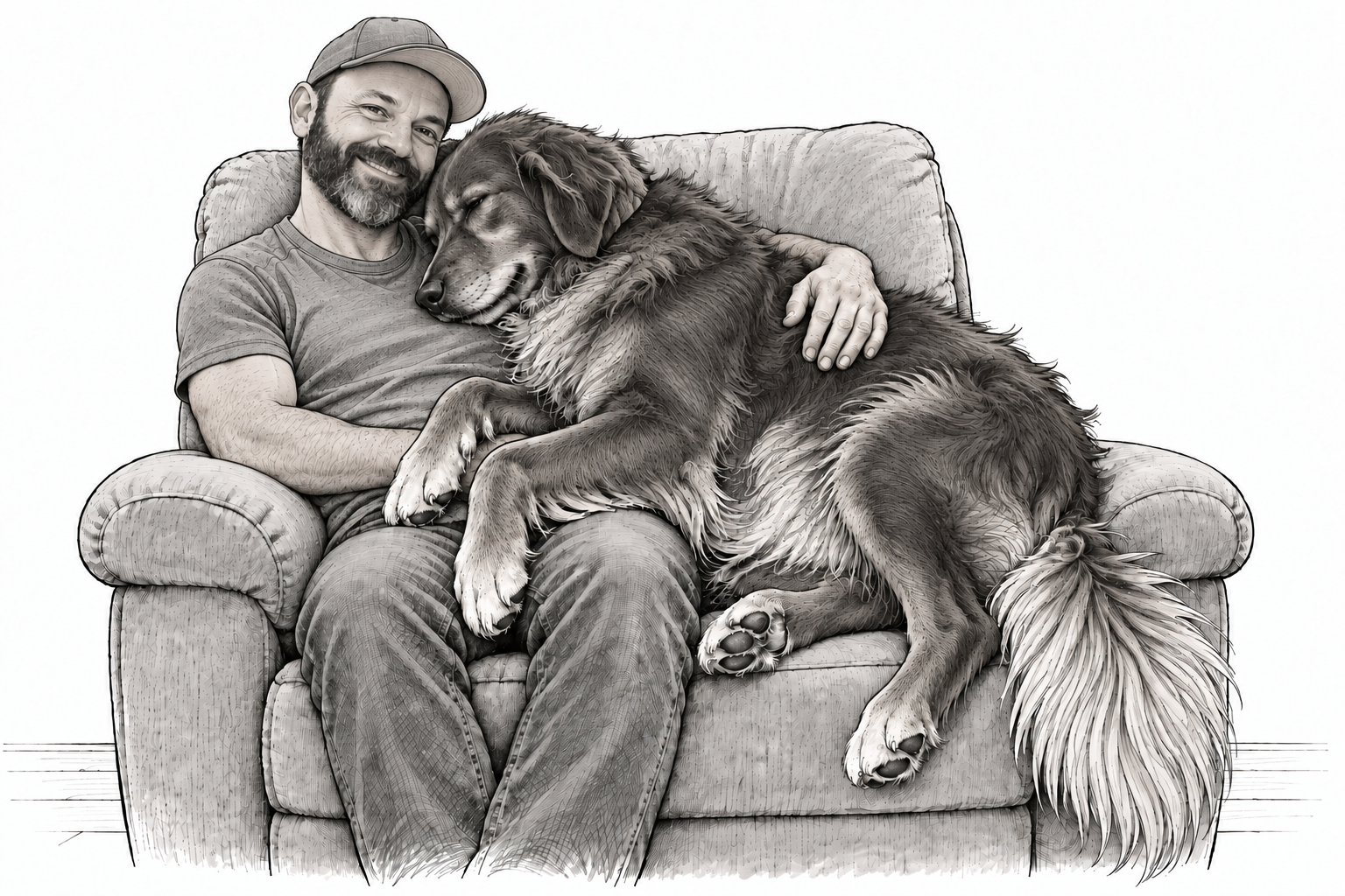 Sequoia squeezes her whole body onto Gord’s lap.